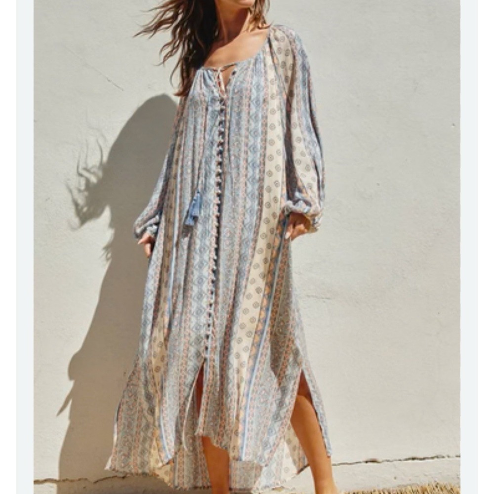 Dress Forum Los Angeles Paisley Button Down Maxi Dress Sz S Lined Long‎ Sleeve